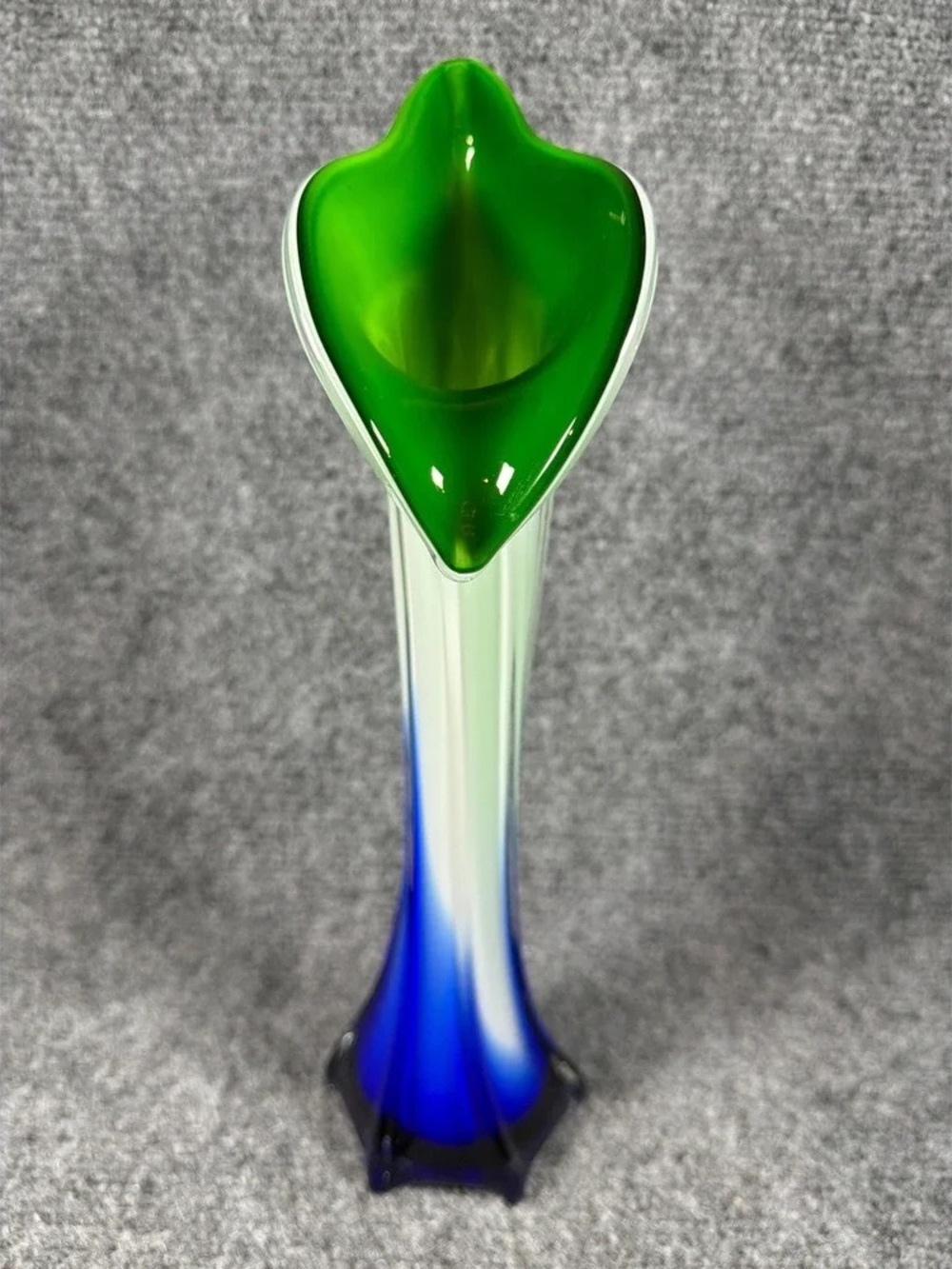 Green and Blue Art Glass Bud Vase